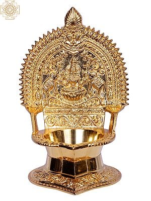 8" Brass Gajalakshmi Pooja Lamp (Diya)
