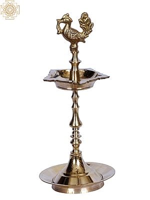 9" Brass Peacock Lamp