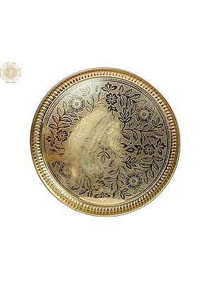 11" Brass Engraved Pooja Plate