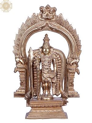 17" Standing Lord Murugan Bronze Statue with Throne