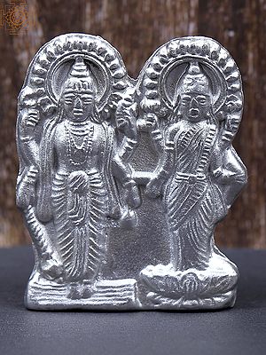 2" Small Mercury Lord Vishnu with Goddess Lakshmi