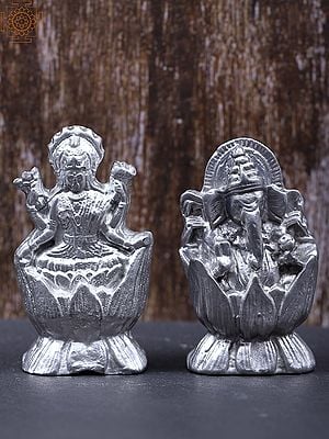 2" Small Mercury Lord Ganesha with Goddess Lakshmi