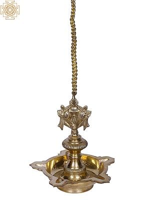 Brass Vaishnava Symbols Hanging Lamp