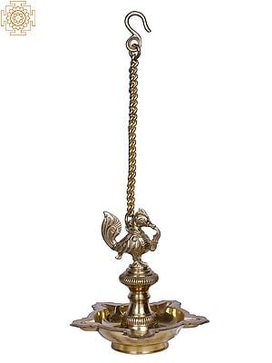 Small Brass Peacock Hanging Lamp