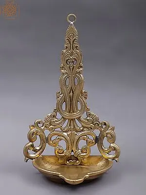 8" Bronze Designer Diya (Hoysala Art)