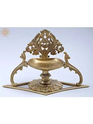 10" Bronze Designer Diya (Hoysala Art)