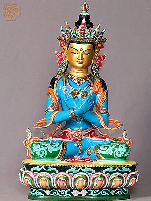 15" Tibetan Buddhist Deity Vajradhara Copper Statue from Nepal