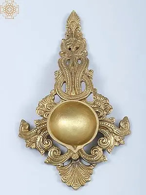 8" Bronze Aarti Diya with Handle | Handmade | Hoysala Art