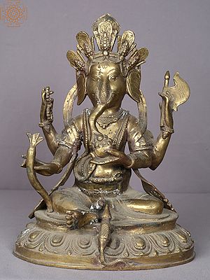 13" Little Ganesha Eating Modak From Nepal