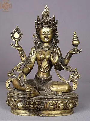 Nepalese form of Goddess Lakshmi Statue in Brass