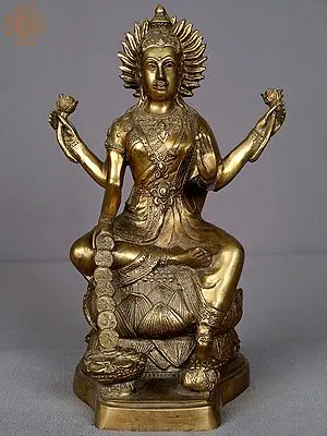 10" Brass Goddess Lakshmi Statue from Nepal