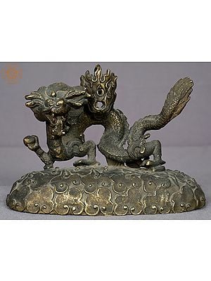 6" Small Brass Dragon Candle Holder From Nepal