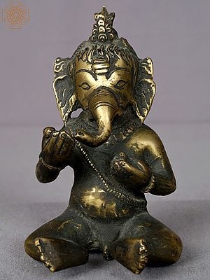 5" Small Brass Lord Baby Ganesha From Nepal