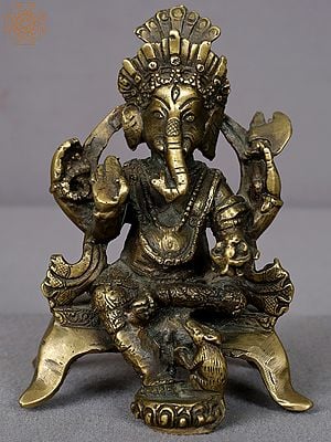 5" Small Brass Lord Ganesha Statue from Nepal