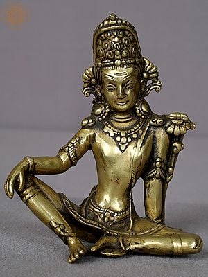 4" Small Brass Lord Indra Statue | Handmade Brass Idols