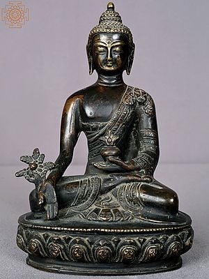 8" Brass Medicine Buddha Statue from Nepal