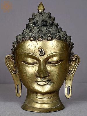 12" Brass Buddha Head Statue from Nepal