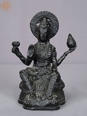 7" Brass Goddess Lakshmi From Nepal