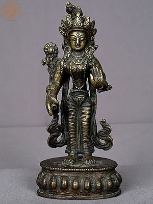8" Brass Standing Goddess Tara From Nepal