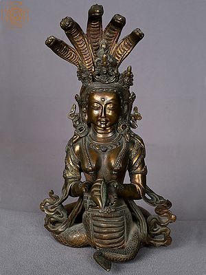 11" Copper Naga Kanya Statue (Snake Woman)