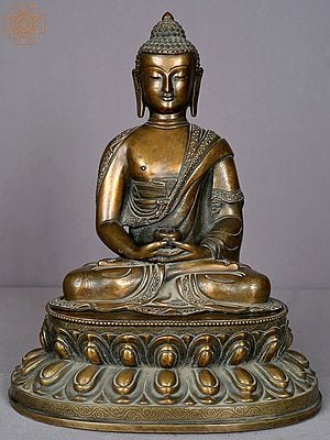 14" Copper Amitabha Buddha From Nepal