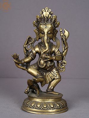 11" Standing Ganesha Brass Statue from Nepal