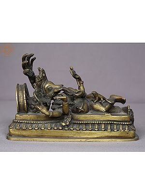 7" Sleeping Ganesha Brass Sculpture from Nepal