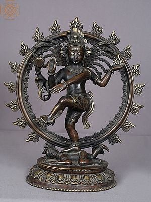 13" Dancing Lord Nataraja Brass Sculpture from Nepal
