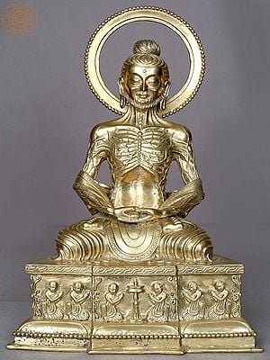 12" Brass Lord Yogi Buddha Sculpture from Nepal