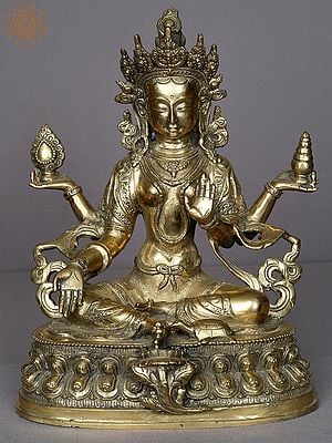 12" Brass Goddess Lakshmi From Nepal