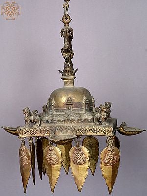15" Brass Stupa Hanging Lamp