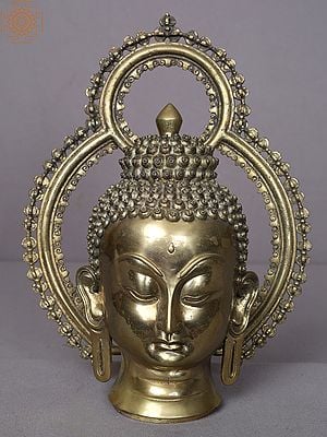 10" Brass Buddha Head Statue from Nepal
