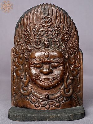 8" Copper Bhairava Bust From Nepal