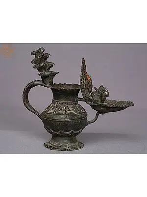6" Copper Small Sakunda Oil Lamp from Nepal