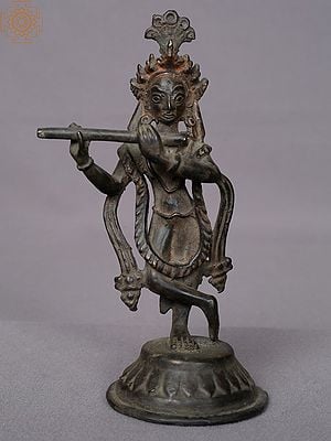 6" Copper Small Krishna From Nepal