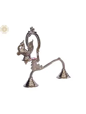 8" Brass Shodash Upachara - Peacock