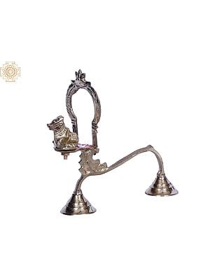 8" Brass Shodash Upachara Nandi Lamp