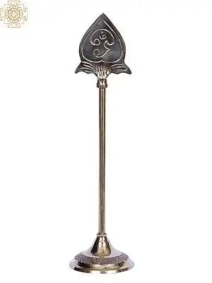 9" Brass Lord Karttikeya (Murugan) Vel with Base