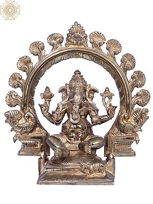 12" Bronze Lord Ganesha with Throne | Madhuchista Vidhana (Lost-Wax) | Panchaloha Bronze from Swamimalai