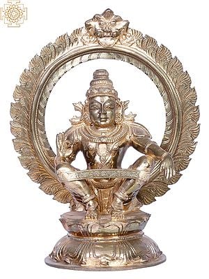 12" Bronze Lord Ayyappan Sculpture | Madhuchista Vidhana (Lost-Wax) | Panchaloha Bronze from Swamimalai