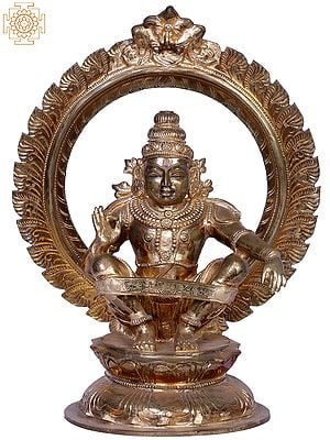 12" Bronze Lord Manikandan (Ayyappa) Idol in Lotus Position | Madhuchista Vidhana (Lost-Wax) | Panchaloha Bronze from Swamimalai