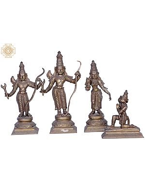 18" Bronze Lord Ram Sita Laxman with Hanuman Set | Handmade | Madhuchista Vidhana (Lost-Wax) | Panchaloha Bronze from Swamimalai