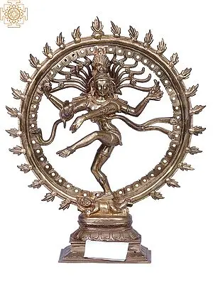 13" Bronze Nataraja (Dancing Shiva) Statue | Handmade | Madhuchista Vidhana (Lost-Wax) | Panchaloha Bronze from Swamimalai