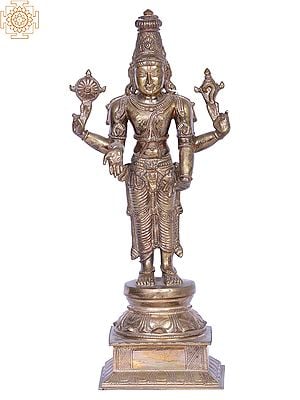 13" Bronze Standing Lord Vishnu Panchaloha Bronze Statue from Swamimalai | Madhuchista Vidhana (Lost-Wax)