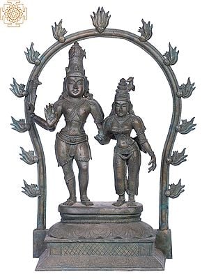 14" Bronze Lord Shiva with Goddess Parvati | Handmade | Madhuchista Vidhana (Lost-Wax) | Panchaloha Bronze from Swamimalai