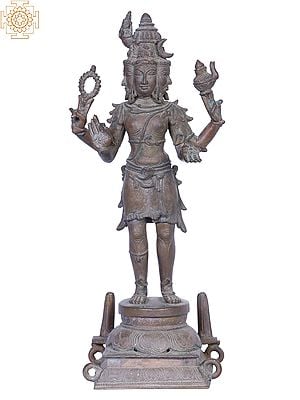 12" Standing Lord Brahma Ji | Handmade | Madhuchista Vidhana (Lost-Wax) | Panchaloha Bronze from Swamimalai