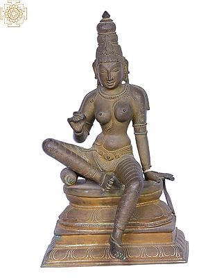 12" Devi Uma (Bhoga Shakti) | Madhuchista Vidhana (Lost-Wax) | Panchaloha Bronze from Swamimalai