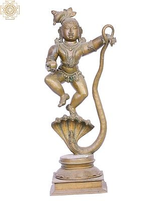 18" Bronze Lord Kaliya Krishna | Handmade | Madhuchista Vidhana (Lost-Wax) | Panchaloha Bronze from Swamimalai