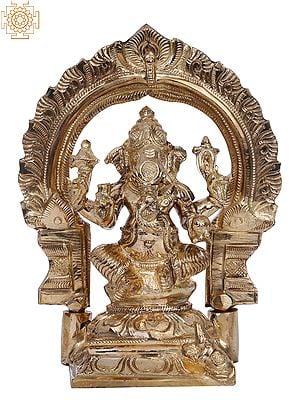 6" Bronze Lord Vinayak with Kirtimukha  | Handmade | Madhuchista Vidhana (Lost-Wax) | Panchaloha Bronze from Swamimalai