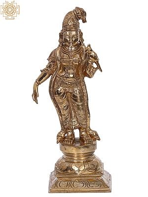 10" Goddess Andal Bronze Statue | Madhuchista Vidhana (Lost-Wax) | Panchaloha Bronze from Swamimalai